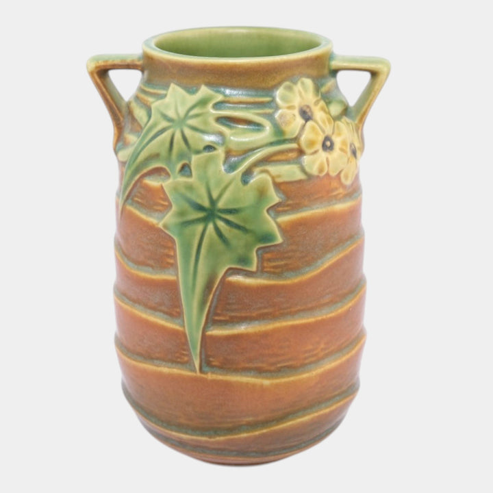Roseville Luffa Brown 1934 Vintage Arts And Crafts Pottery Ceramic Vase 684-6 - Just Art Pottery