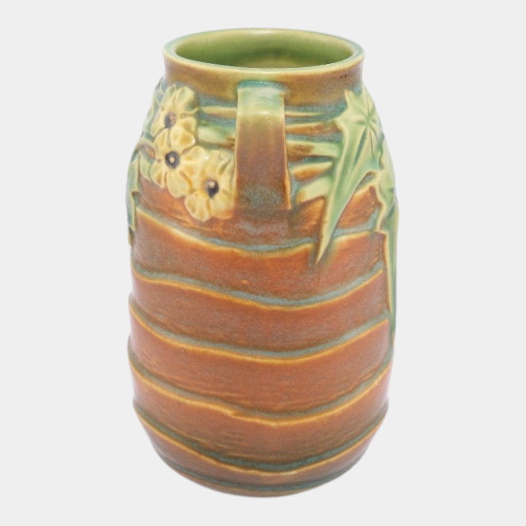 Roseville Luffa Brown 1934 Vintage Arts And Crafts Pottery Ceramic Vase 684-6 - Just Art Pottery