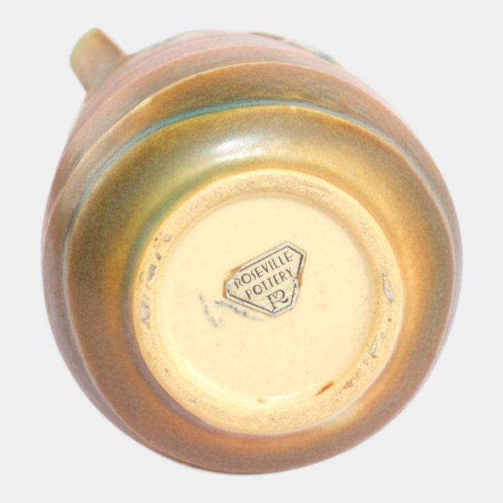 Roseville Luffa Brown 1934 Vintage Arts And Crafts Pottery Ceramic Vase 684-6 - Just Art Pottery