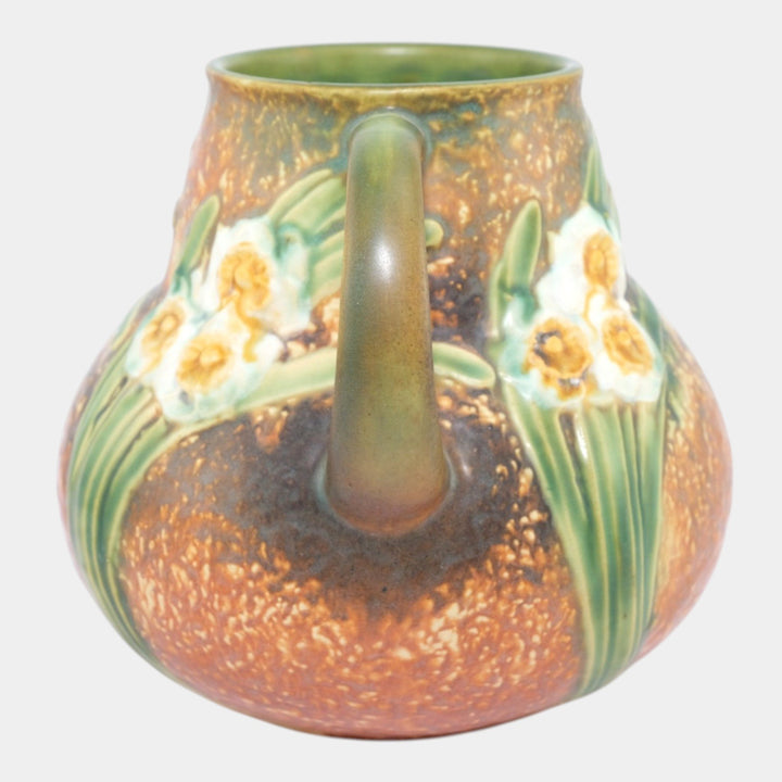 Roseville Jonquil Brown 1931 Vintage Arts And Crafts Pottery Ceramic Vase 543-6 - Just Art Pottery