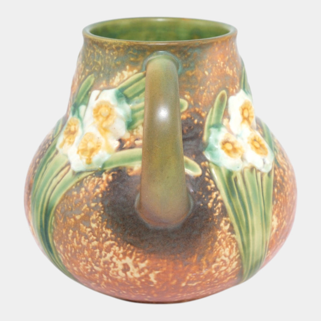 Roseville Jonquil Brown 1931 Vintage Arts And Crafts Pottery Ceramic Vase 543-6 - Just Art Pottery