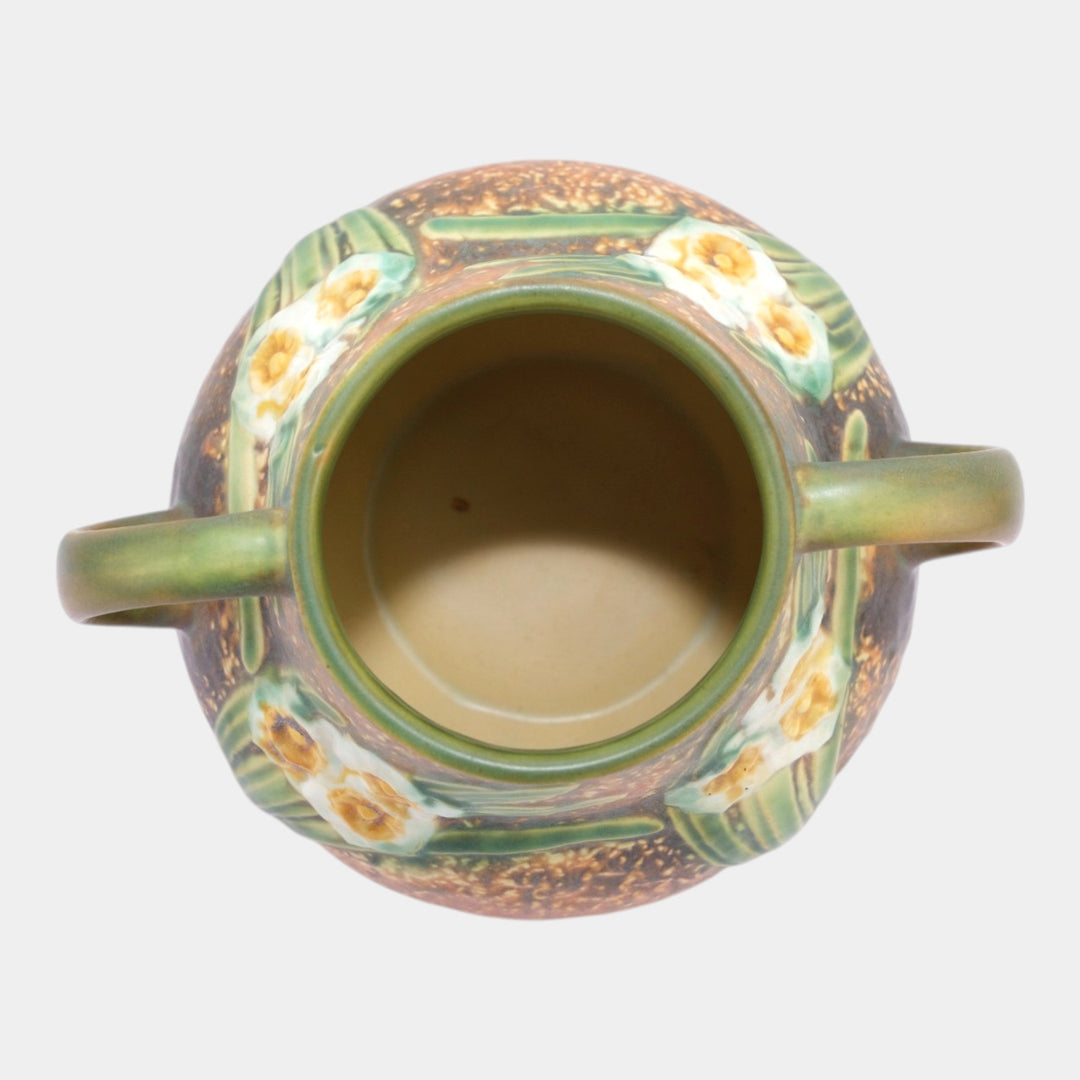 Roseville Jonquil Brown 1931 Vintage Arts And Crafts Pottery Ceramic Vase 543-6 - Just Art Pottery