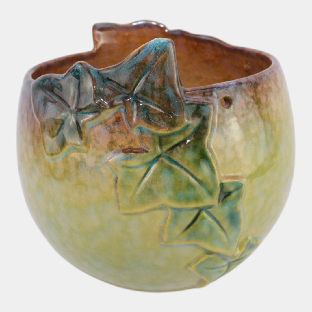 Roseville Wincraft Green 1948 Vintage Art Pottery Ceramic Hanging Basket 261-6 - Just Art Pottery