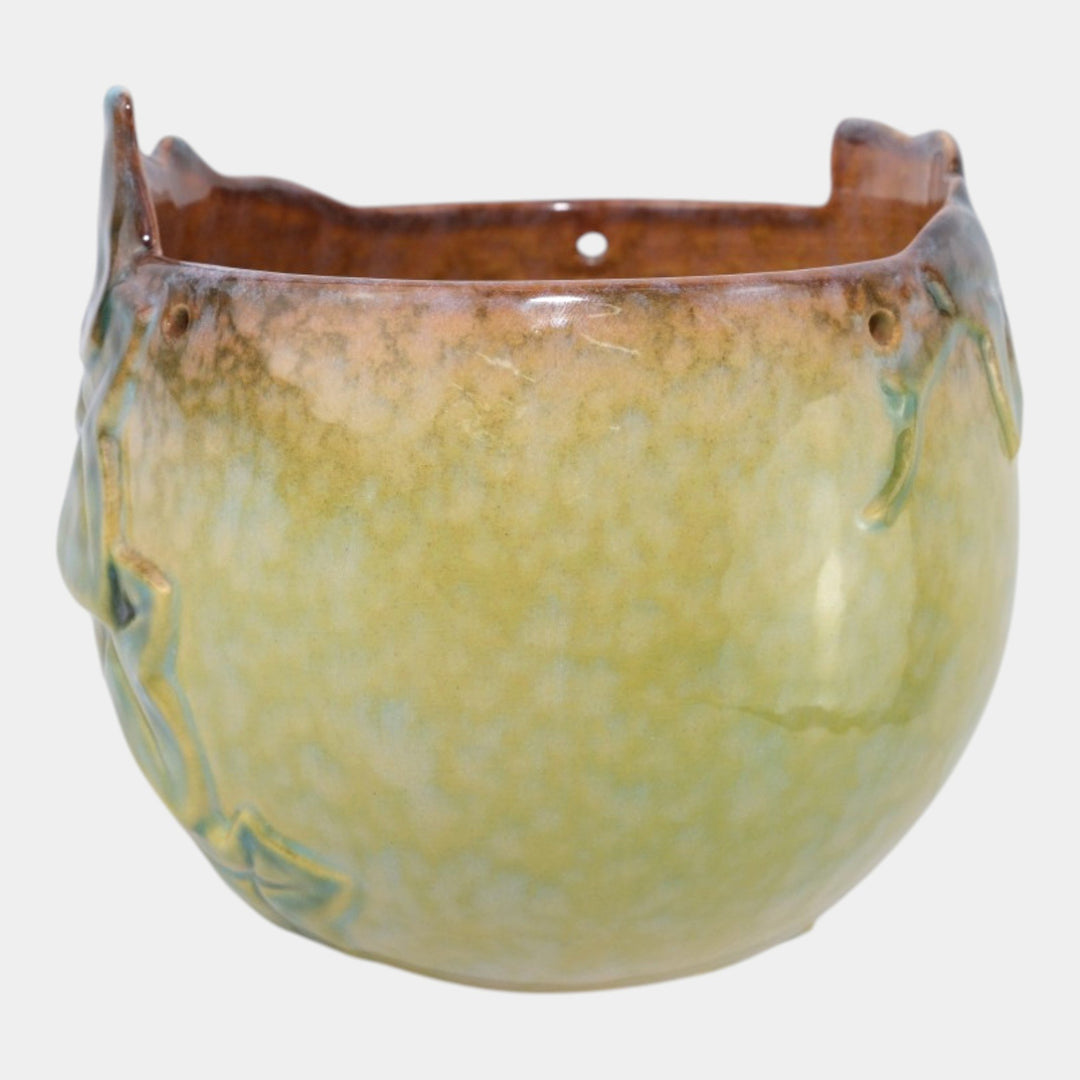 Roseville Wincraft Green 1948 Vintage Art Pottery Ceramic Hanging Basket 261-6 - Just Art Pottery
