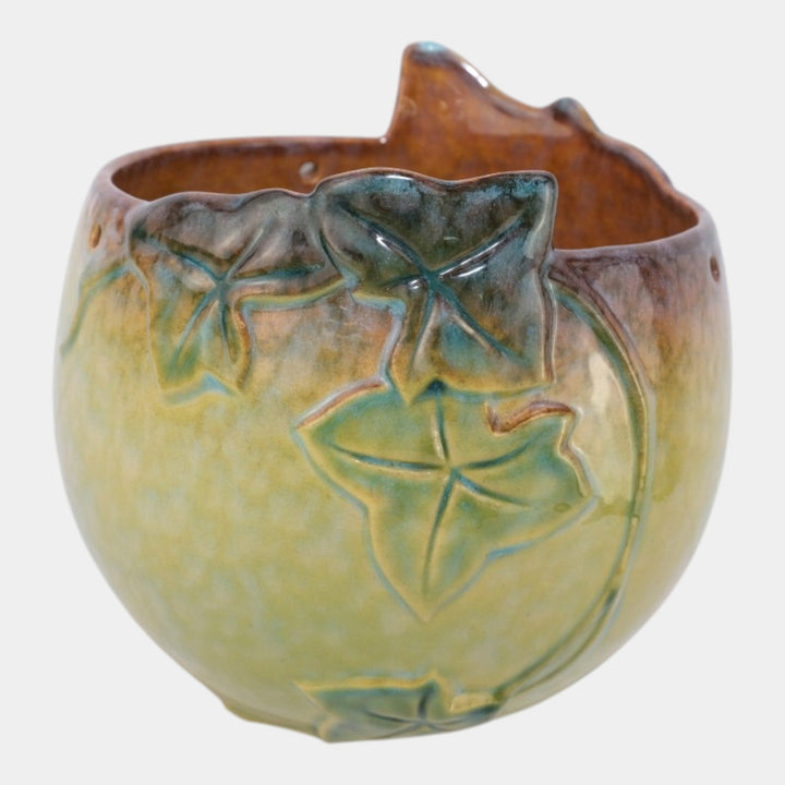 Roseville Wincraft Green 1948 Vintage Art Pottery Ceramic Hanging Basket 261-6 - Just Art Pottery