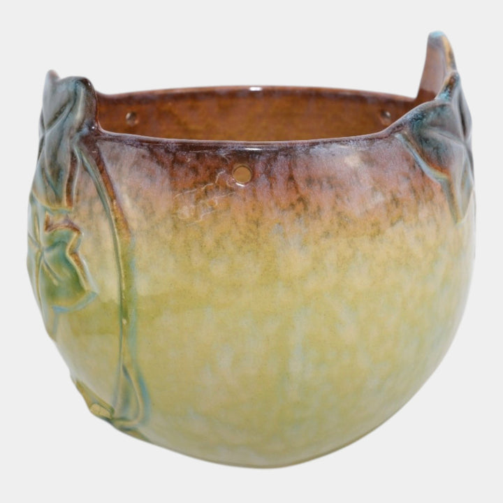 Roseville Wincraft Green 1948 Vintage Art Pottery Ceramic Hanging Basket 261-6 - Just Art Pottery