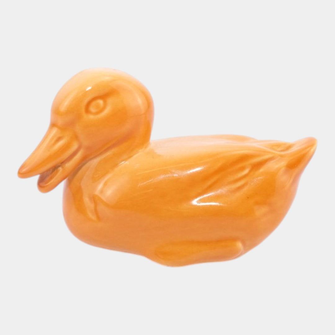 Rookwood 1964 Vintage Art Pottery Orange Duck Ceramic Paperweight Figurine 6064 - Just Art Pottery