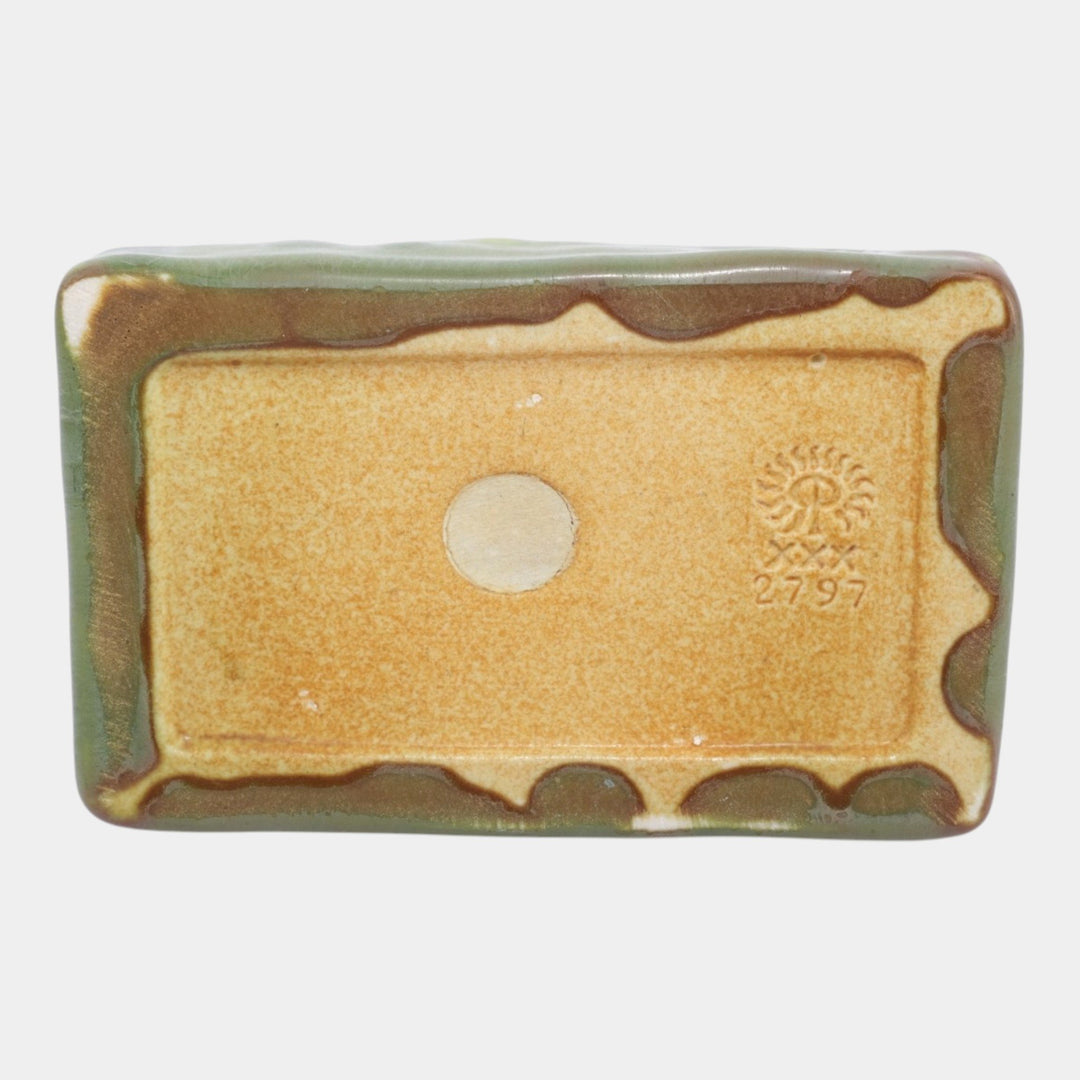 Rookwood 1930 Vintage Art Pottery Green Elephant Ceramic Paperweight Figurine 2797 - Just Art Pottery