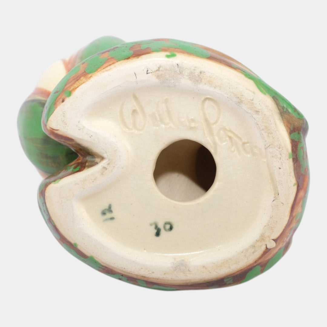 Weller Coppertone 1920s Arts and Crafts Pottery Frog On Lily Pad Ceramic Planter - Just Art Pottery