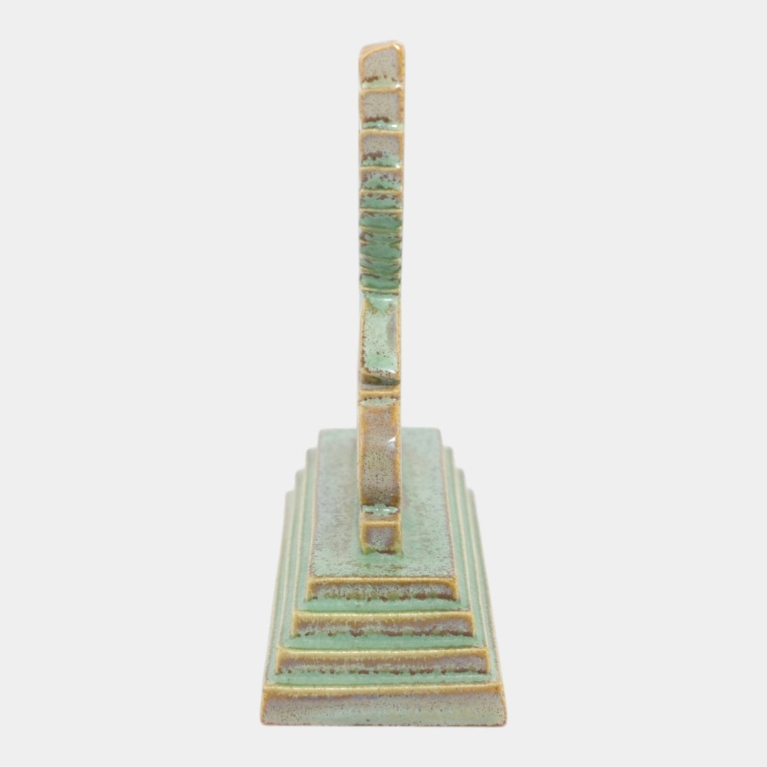 American Encaustic Tiling Company Art Deco Green Bird Logo Stepped Dealer Plaque