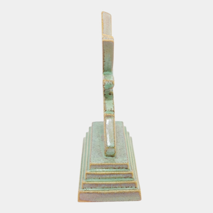 American Encaustic Tiling Company Art Deco Green Bird Logo Stepped Dealer Plaque