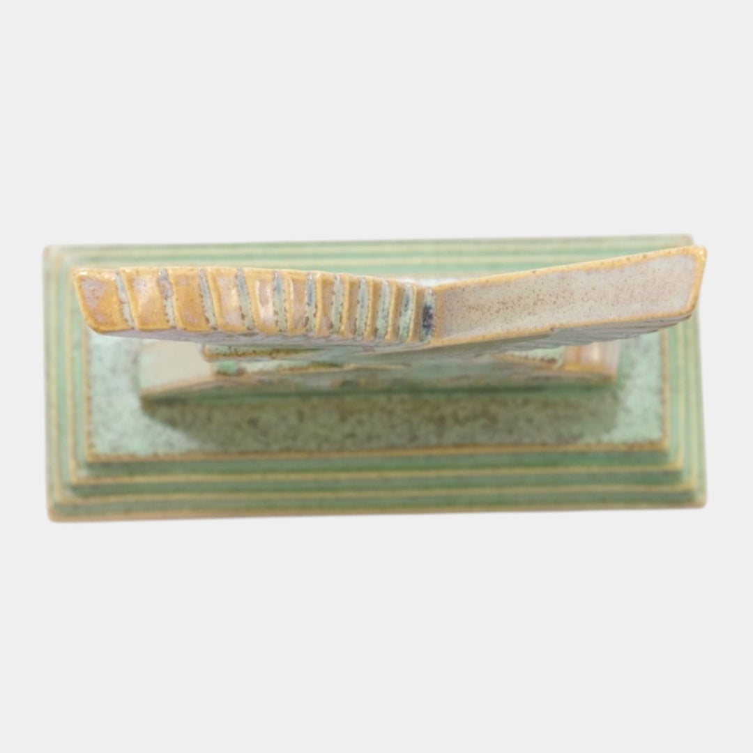 American Encaustic Tiling Company Art Deco Green Bird Logo Stepped Dealer Plaque