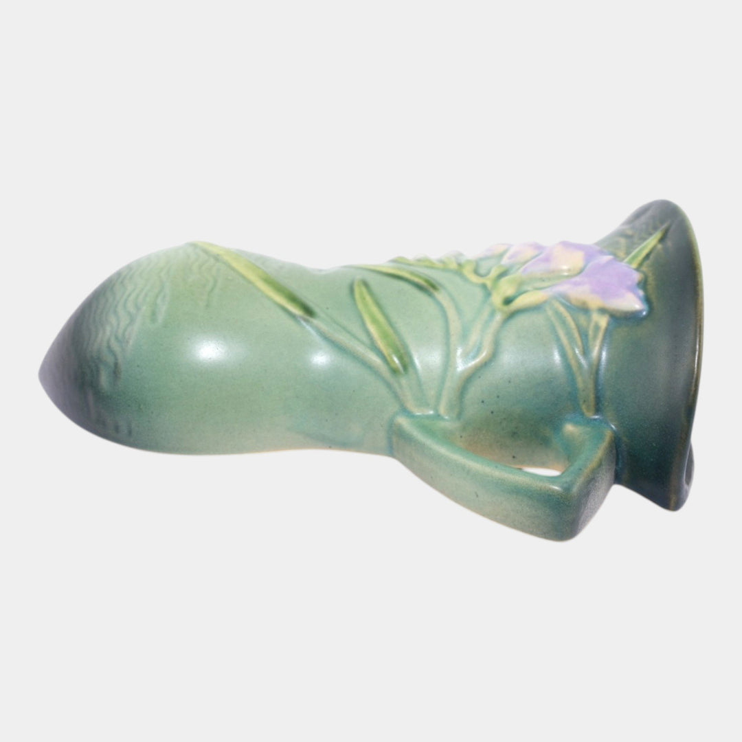 Roseville Freesia Green 1945 Mid Century Modern Pottery Ceramic Wall Pocket 1296-8 - Just Art Pottery