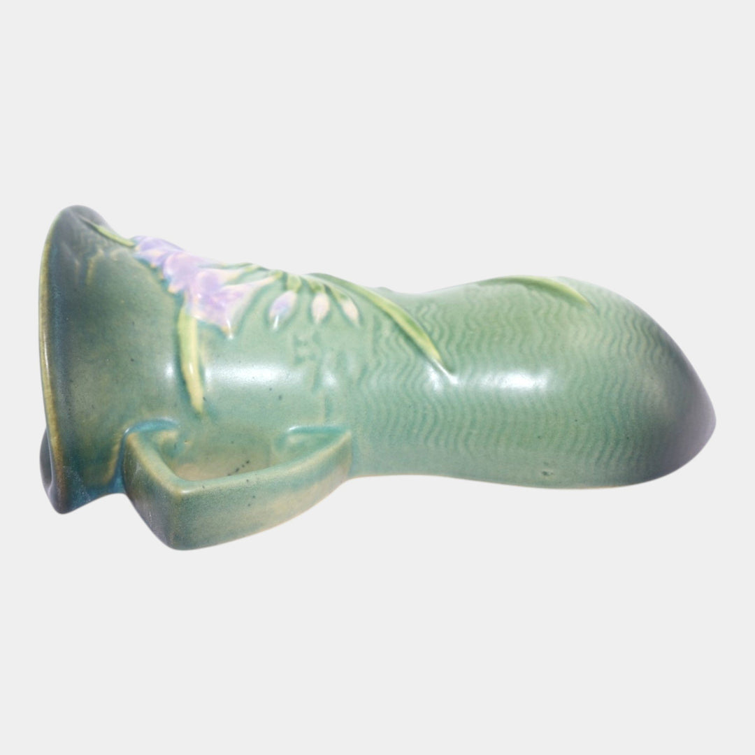 Roseville Freesia Green 1945 Mid Century Modern Pottery Ceramic Wall Pocket 1296-8 - Just Art Pottery