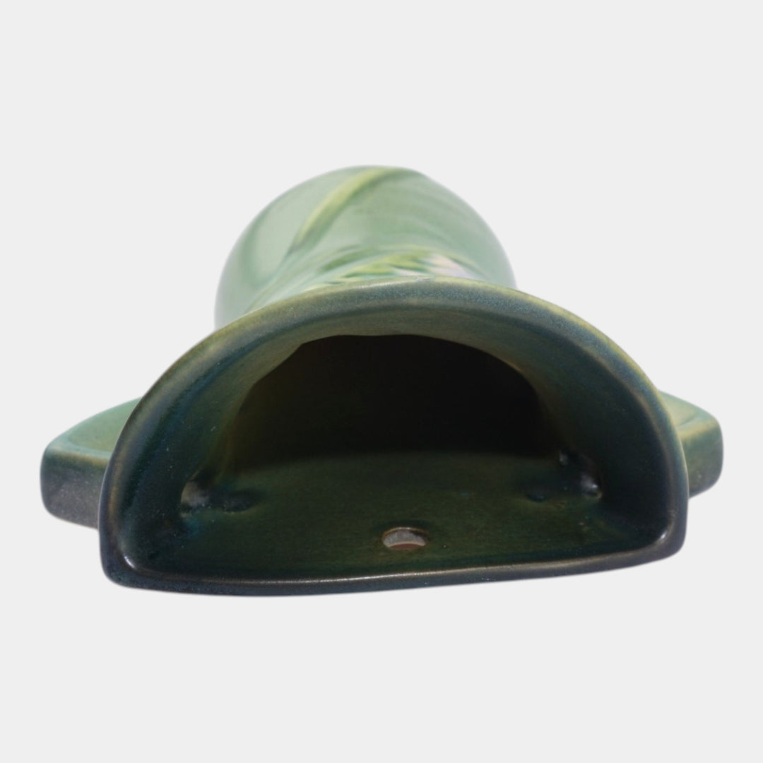 Roseville Freesia Green 1945 Mid Century Modern Pottery Ceramic Wall Pocket 1296-8 - Just Art Pottery