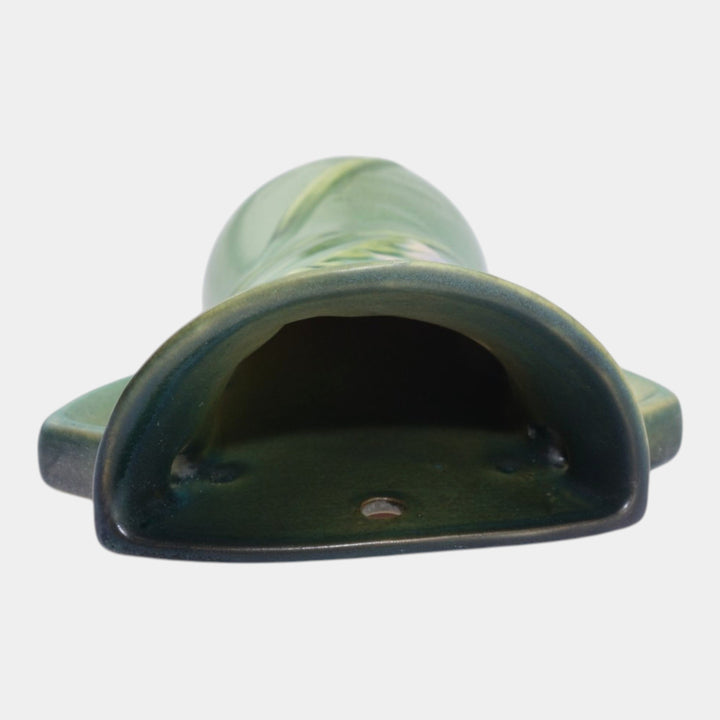 Roseville Freesia Green 1945 Mid Century Modern Pottery Ceramic Wall Pocket 1296-8 - Just Art Pottery