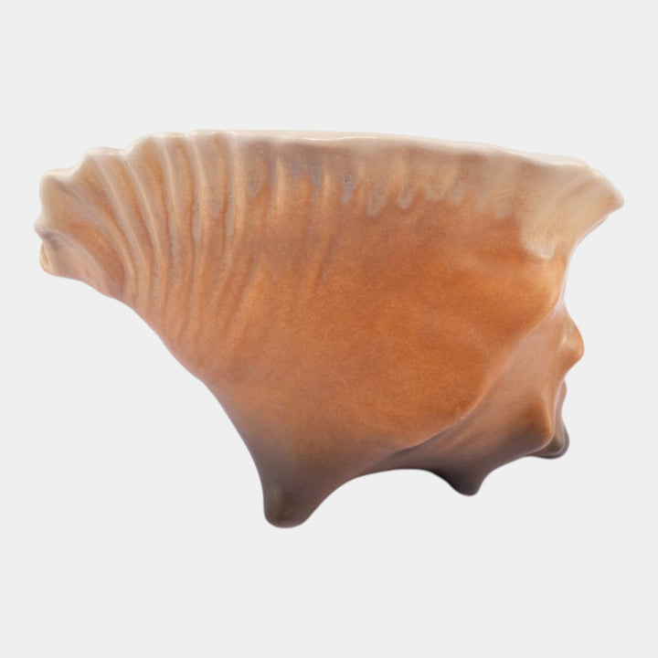 Roseville Rozane Patterns Brown 1941 Art Pottery Ceramic Shell Planter 410 - Just Art Pottery