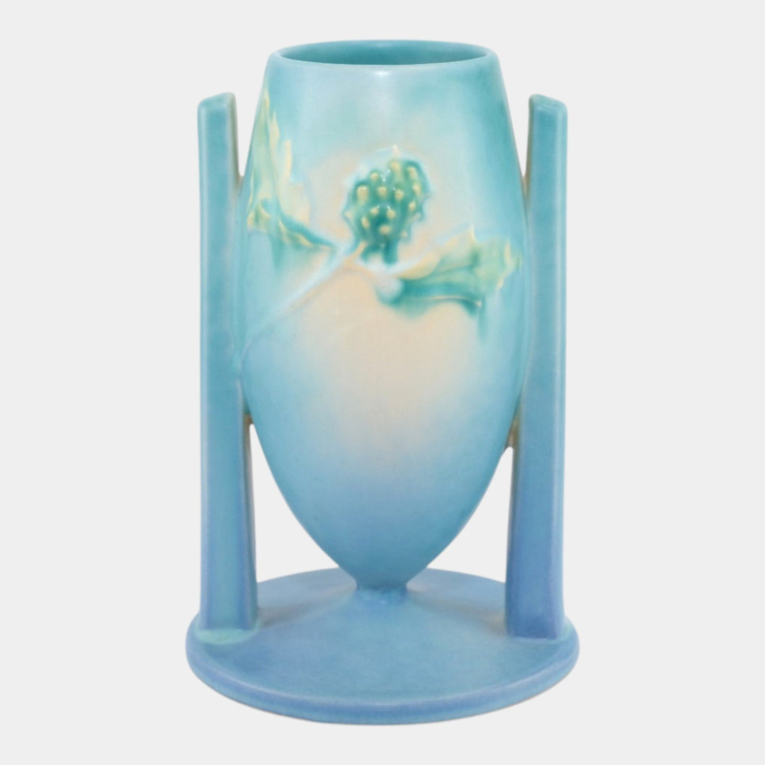 Roseville Thornapple Blue 1937 Vintage Art Pottery Ceramic Vase 816-8 - Just Art Pottery