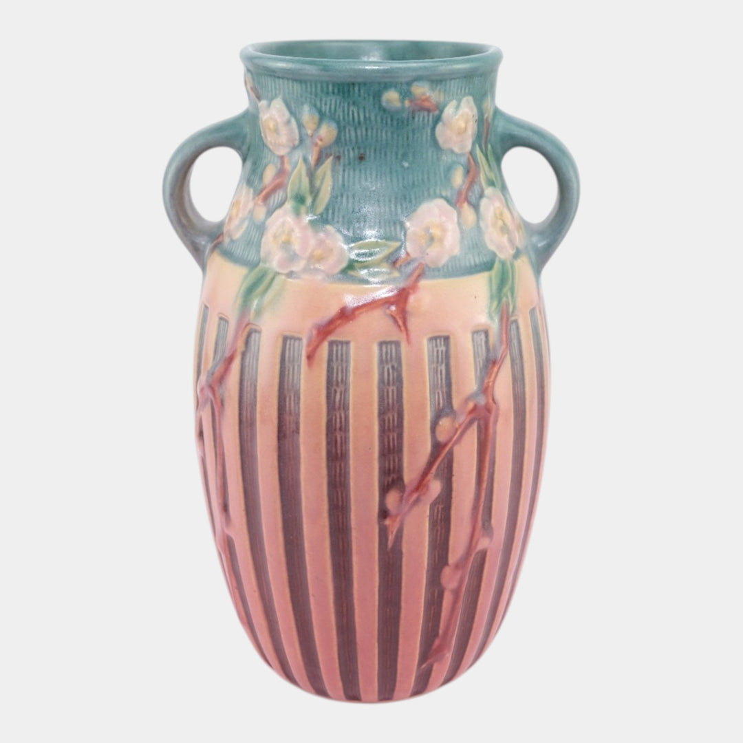 Roseville Cherry Blossom Pink 1933 Vintage Art Deco Pottery Ceramic Vase 626-10 - Just Art Pottery