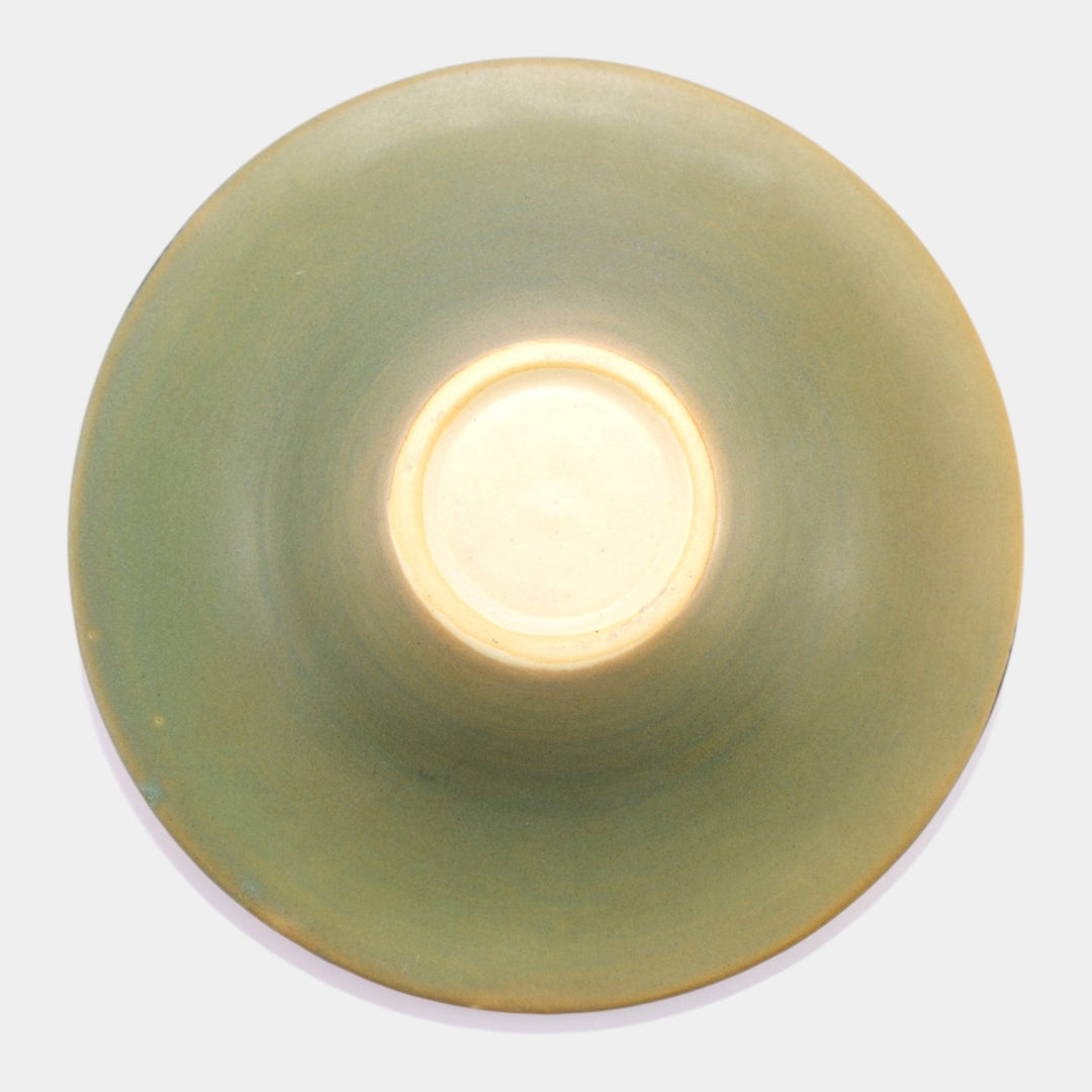 Roseville Jonquil 1931 Vintage Arts And Crafts Ceramic Flower Frog Bowl 98-10 - Just Art Pottery
