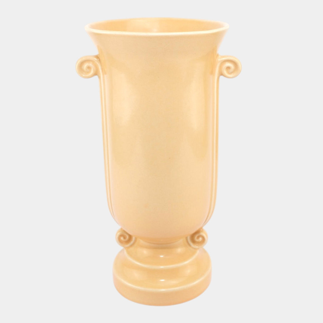 Abingdon Mid Century Art Deco Pottery Peach Glaze Handled Ceramic Vase - Just Art Pottery