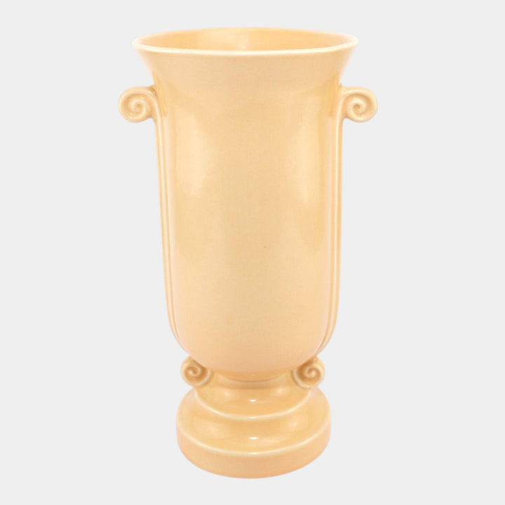 Abingdon Mid Century Art Deco Pottery Peach Glaze Handled Ceramic Vase - Just Art Pottery