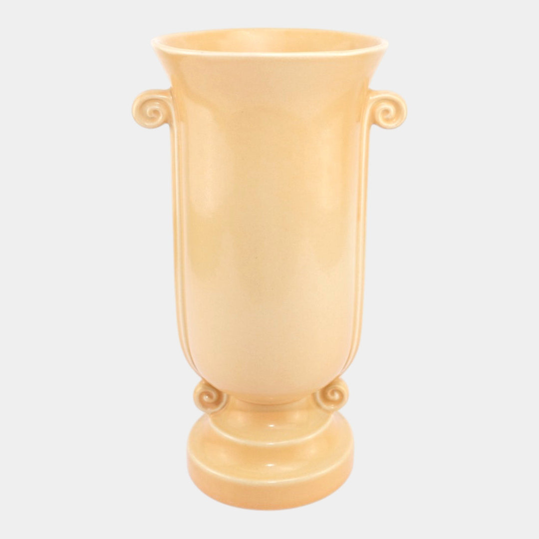 Abingdon Mid Century Art Deco Pottery Peach Glaze Handled Ceramic Vase - Just Art Pottery