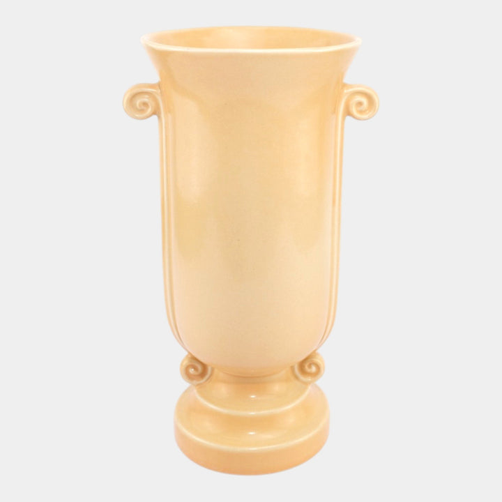 Abingdon Mid Century Art Deco Pottery Peach Glaze Handled Ceramic Vase - Just Art Pottery