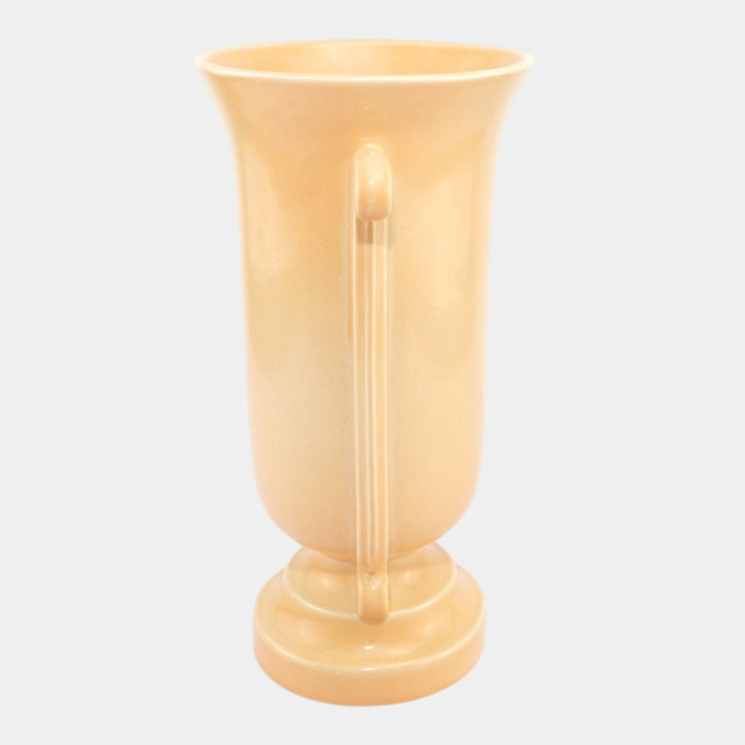 Abingdon Mid Century Art Deco Pottery Peach Glaze Handled Ceramic Vase - Just Art Pottery