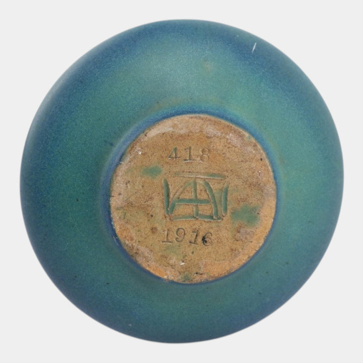 Van Briggle 1916 Arts And Crafts Pottery Blue Green Ceramic Bud Vase 418 - Just Art Pottery