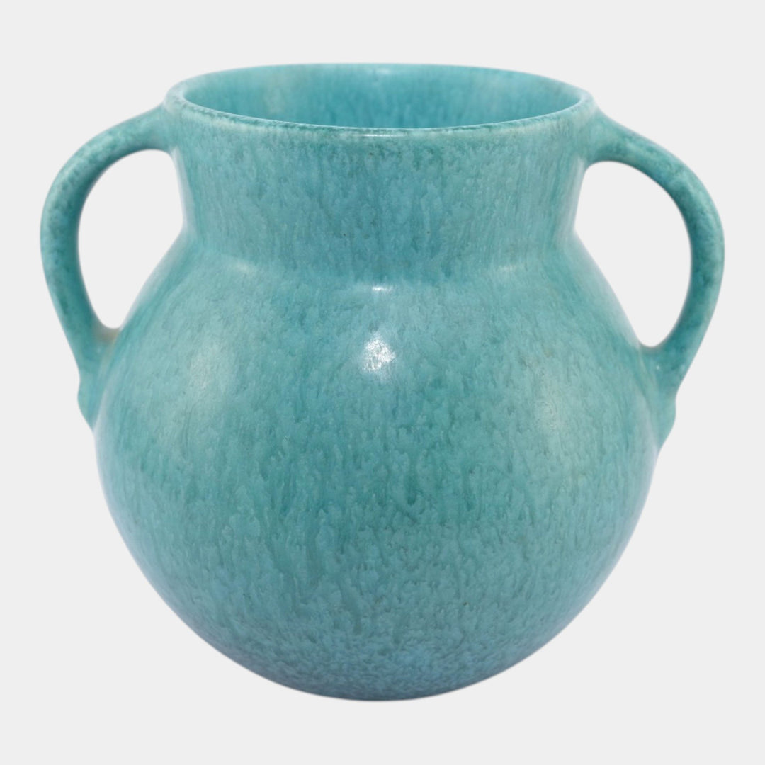 Roseville Tourmaline Turquoise 1933 Vintage Art Deco Pottery Vase 517-6 - Just Art Pottery