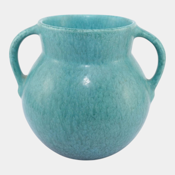 Roseville Tourmaline Turquoise 1933 Vintage Art Deco Pottery Vase 517-6 - Just Art Pottery