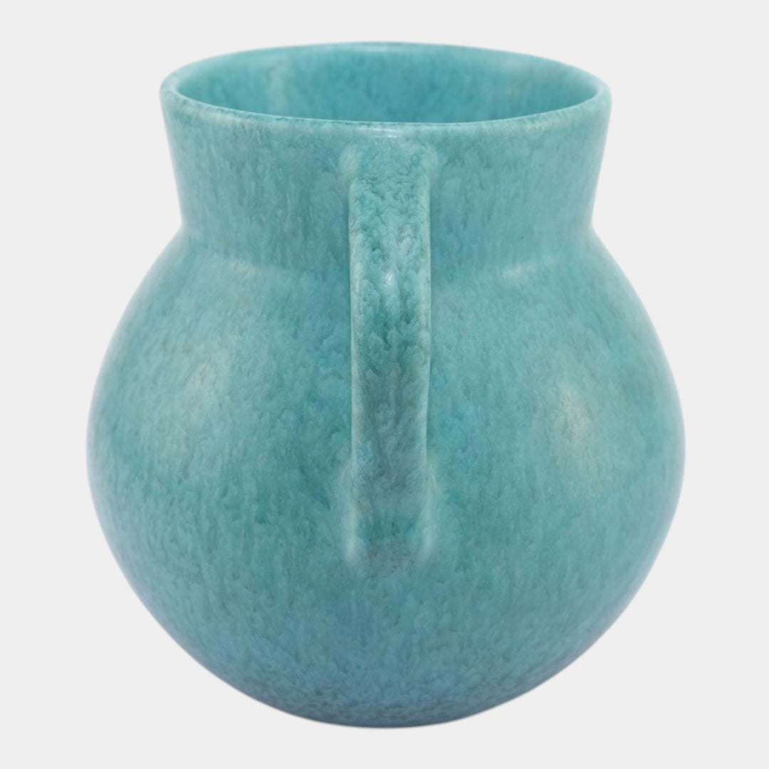 Roseville Tourmaline Turquoise 1933 Vintage Art Deco Pottery Vase 517-6 - Just Art Pottery