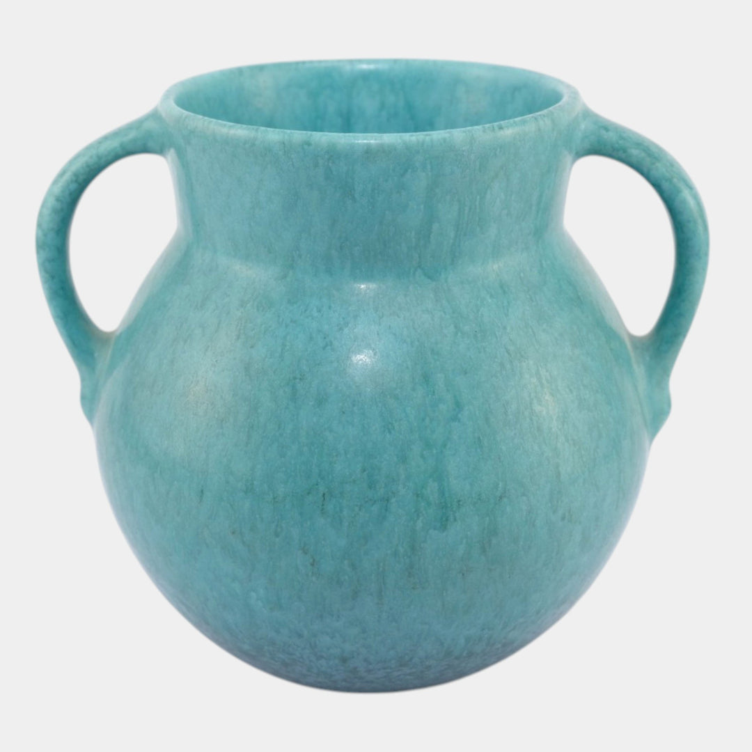 Roseville Tourmaline Turquoise 1933 Vintage Art Deco Pottery Vase 517-6 - Just Art Pottery