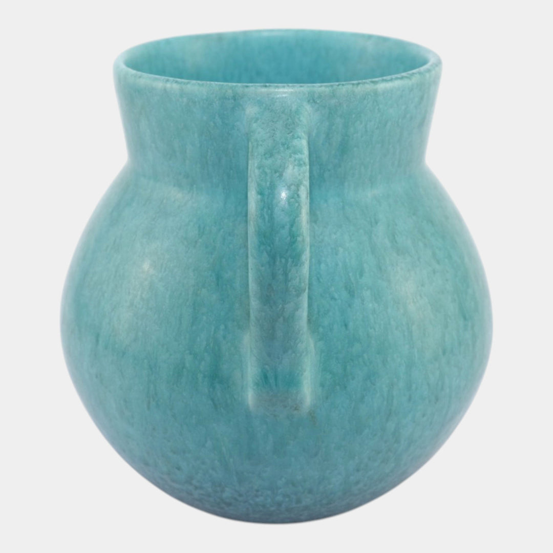 Roseville Tourmaline Turquoise 1933 Vintage Art Deco Pottery Vase 517-6 - Just Art Pottery