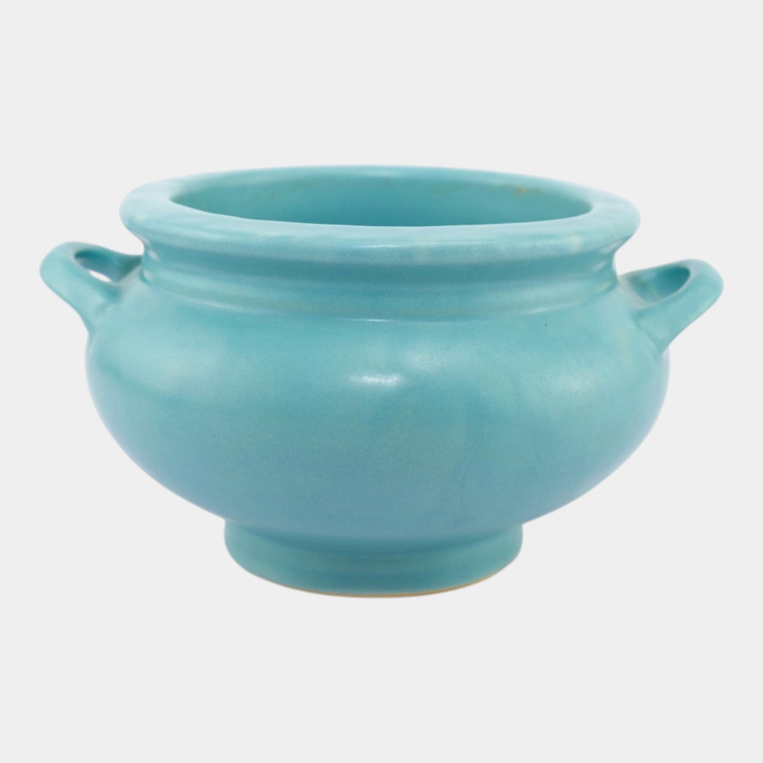 Roseville Rosecraft Colors Turquoise 1917 Pottery Ceramic Jardiniere 550-4 - Just Art Pottery