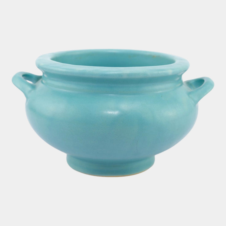 Roseville Rosecraft Colors Turquoise 1917 Pottery Ceramic Jardiniere 550-4 - Just Art Pottery