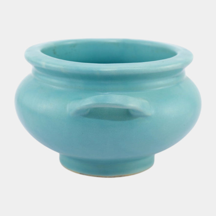 Roseville Rosecraft Colors Turquoise 1917 Pottery Ceramic Jardiniere 550-4 - Just Art Pottery