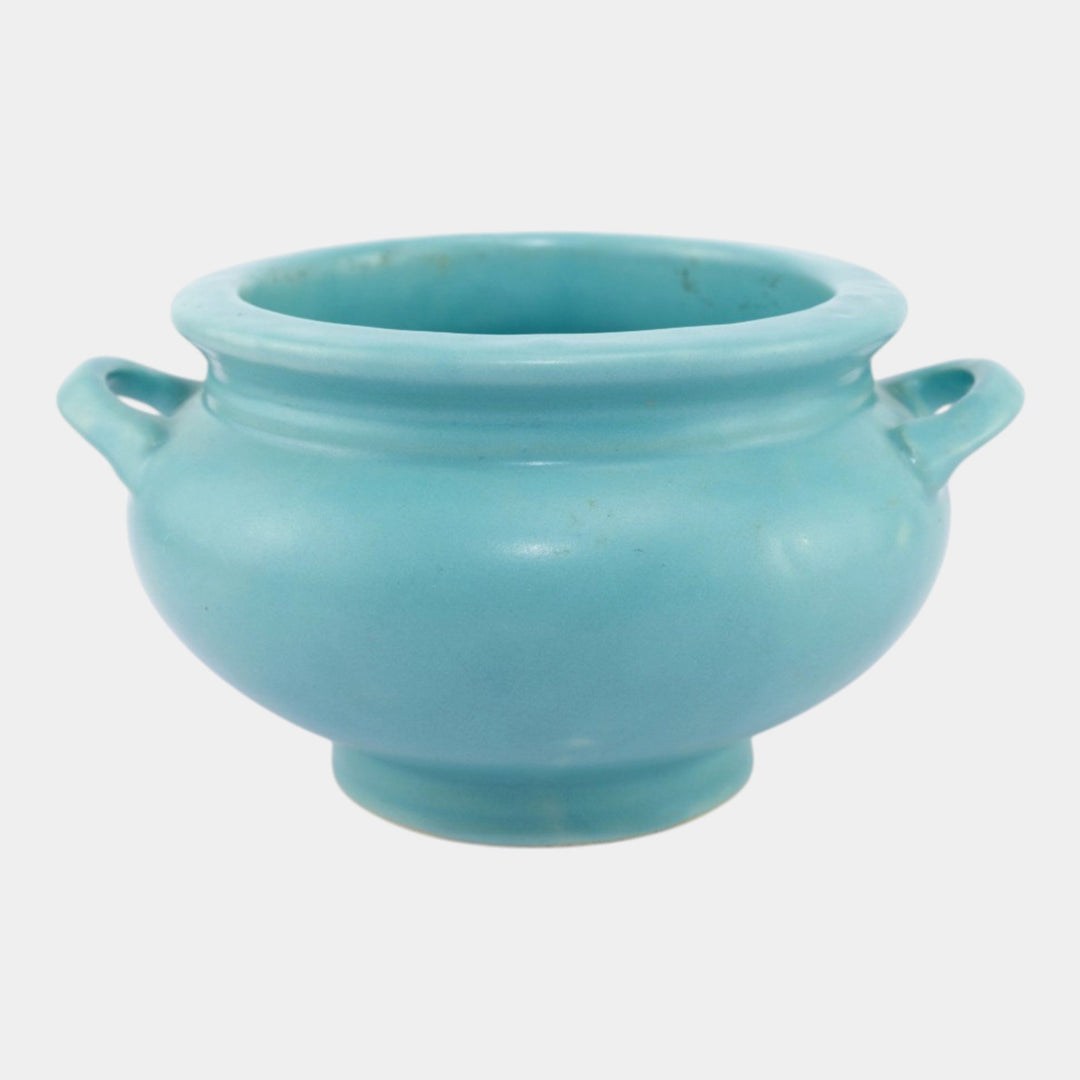Roseville Rosecraft Colors Turquoise 1917 Pottery Ceramic Jardiniere 550-4 - Just Art Pottery