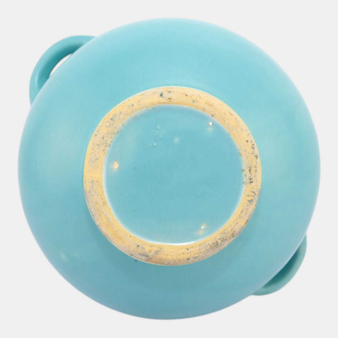 Roseville Rosecraft Colors Turquoise 1917 Pottery Ceramic Jardiniere 550-4 - Just Art Pottery