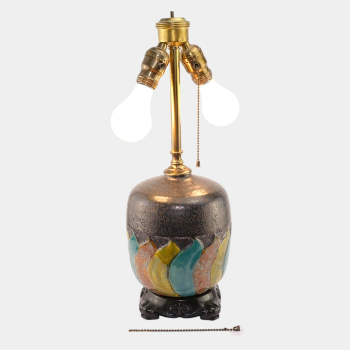 Roseville Imperial II Brown 1930 Vintage Art Deco Pottery Ceramic Factory Lamp