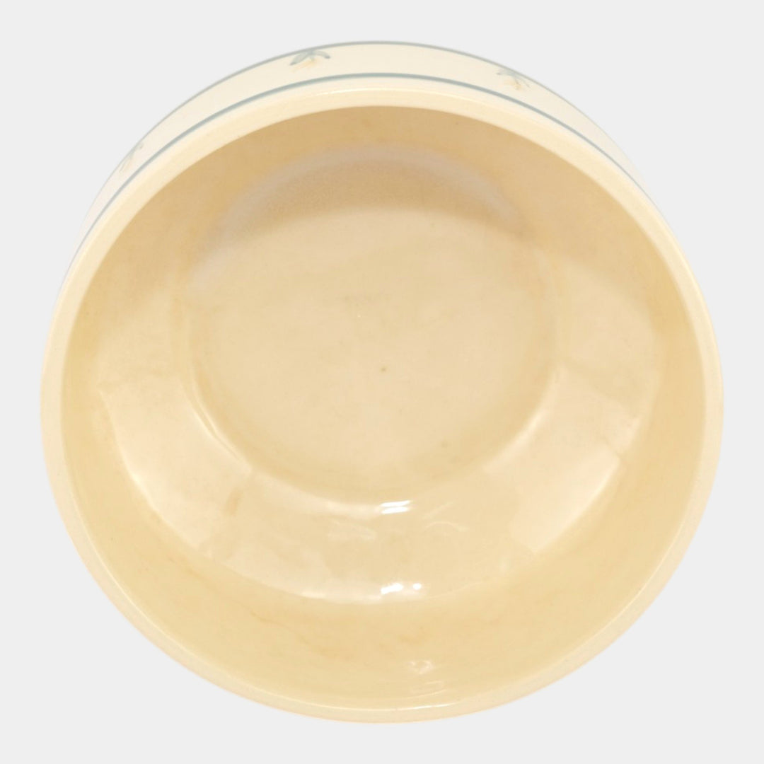 Brush McCoy Green Banded Artware Collection Yellow Flower Decorated Ceramic Bowl - Just Art Pottery