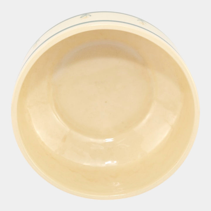 Brush McCoy Green Banded Artware Collection Yellow Flower Decorated Ceramic Bowl - Just Art Pottery