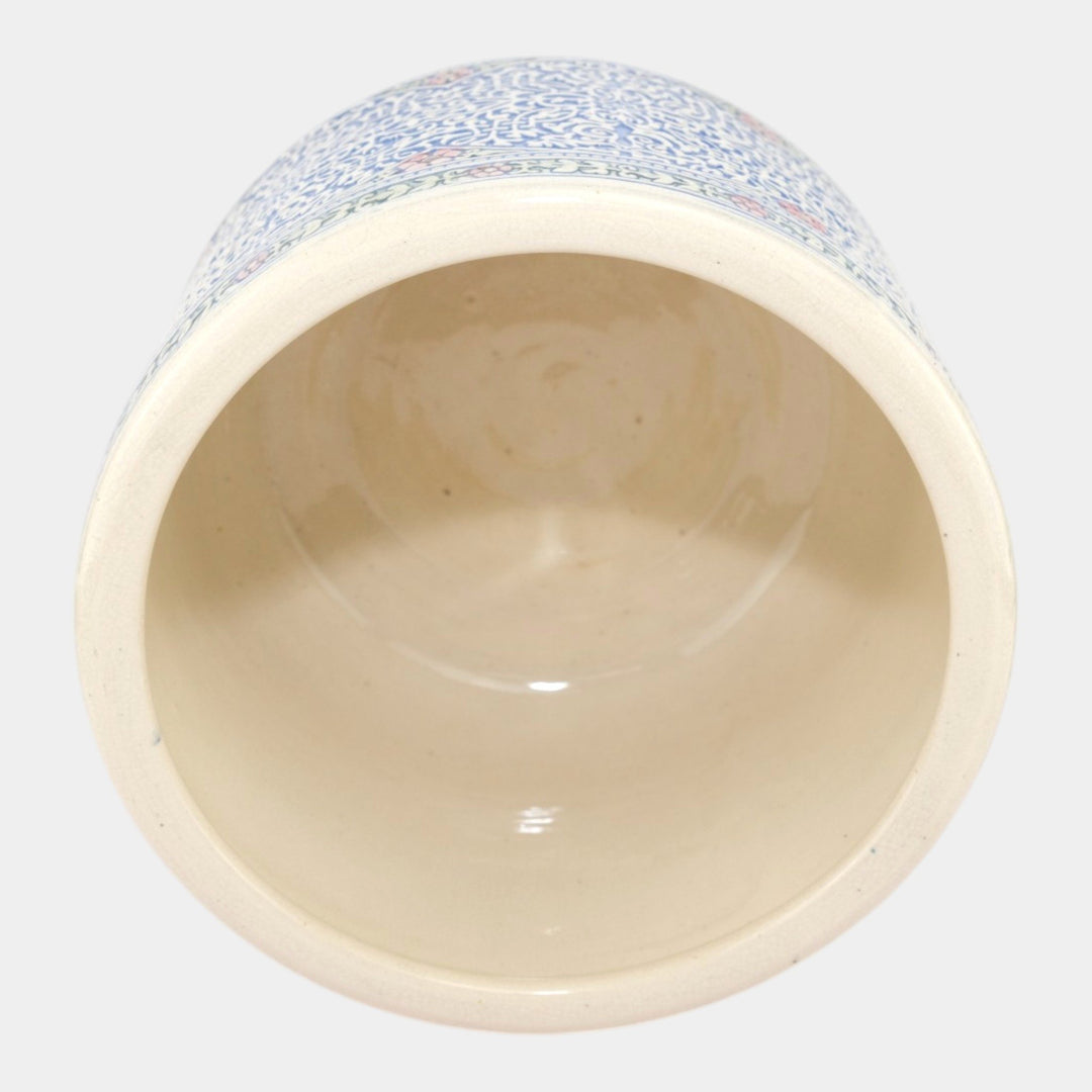 Weller Zona 1920s Vintage Art Pottery Blue Floral Ceramic Jardiniere Planter - Just Art Pottery