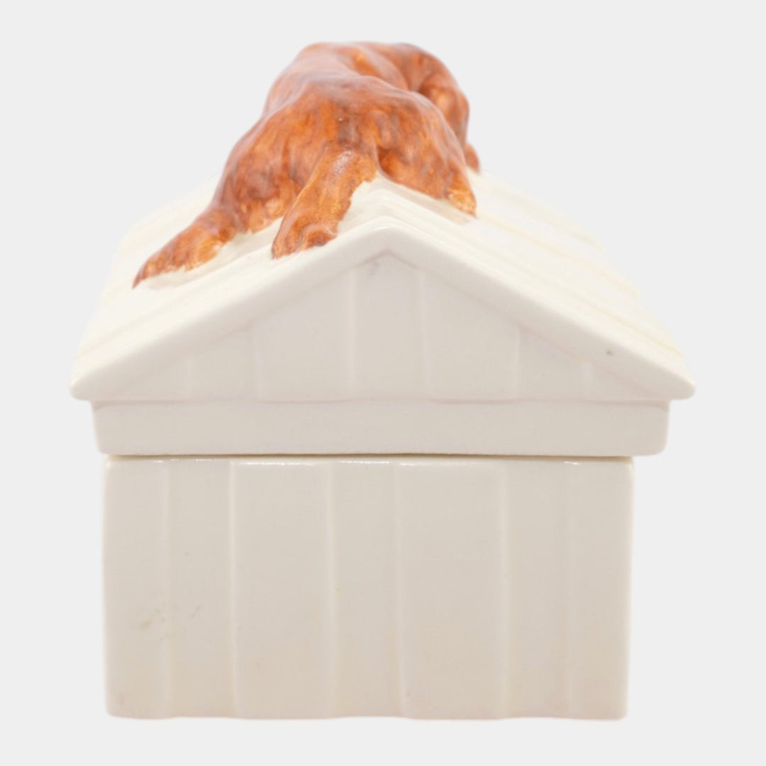 Mosaic Tile Company Art Pottery Man Sleeping In The Dog House Covered Box - Just Art Pottery