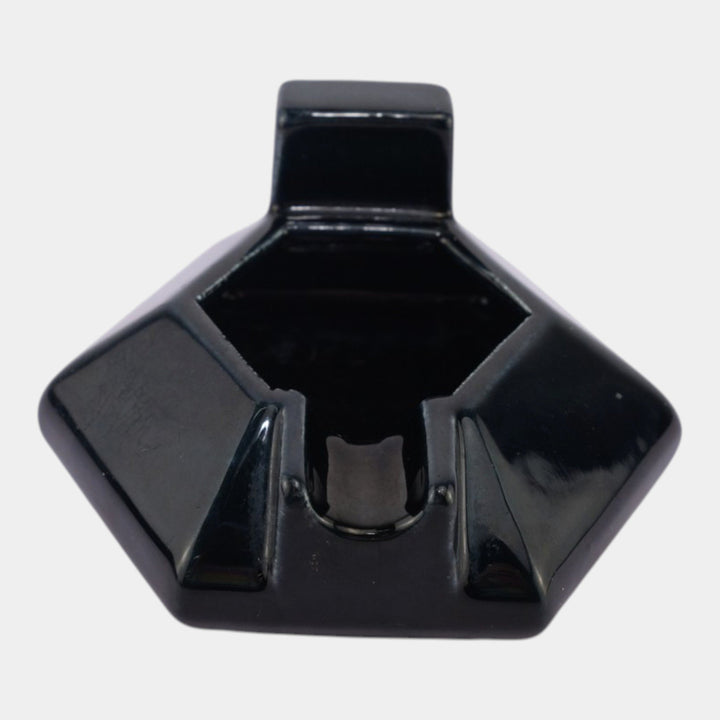 Mosaic Tile Company Zanesville Ohio Art Deco Pottery Black Hexagon Ashtray - Just Art Pottery