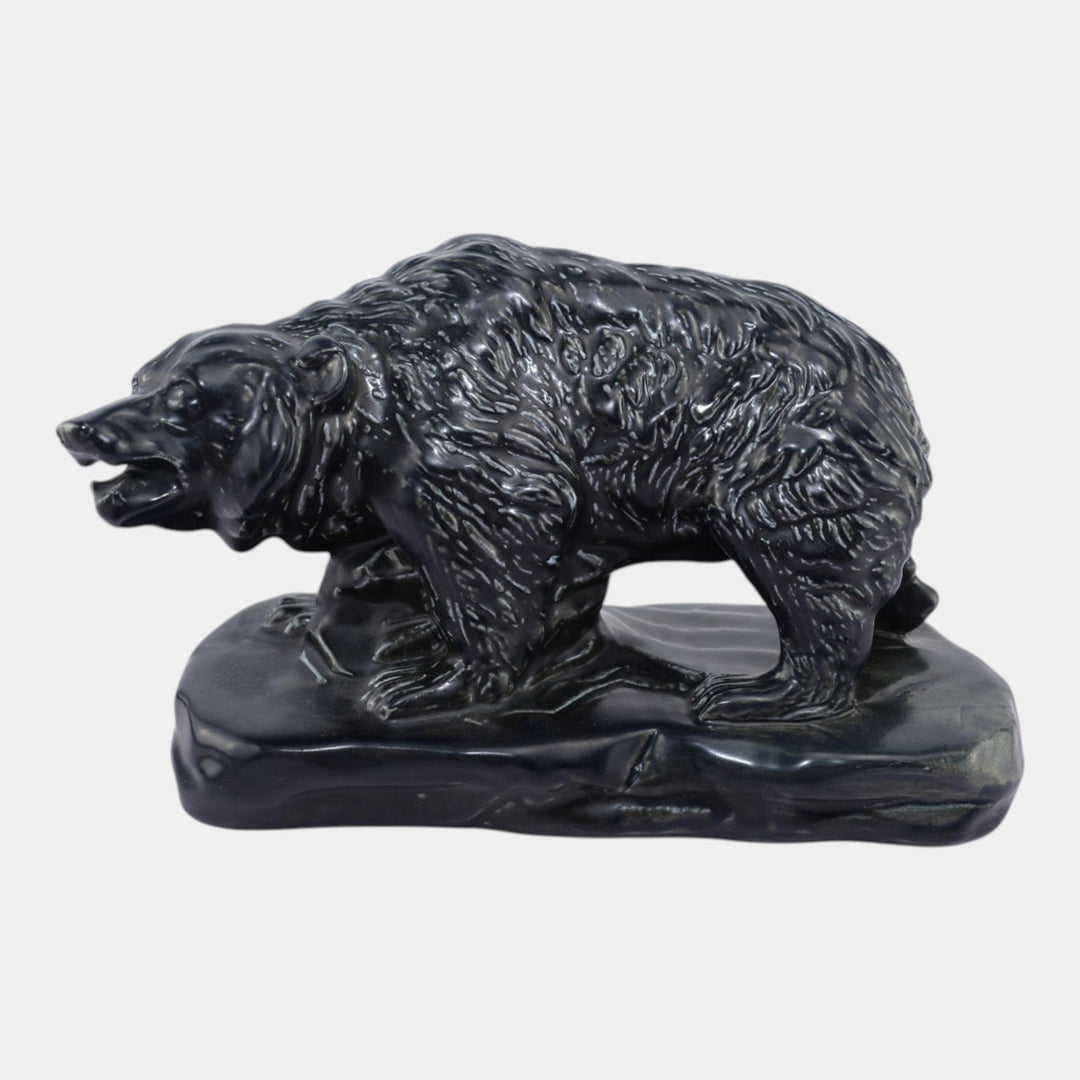 Mosaic Tile Company Zanesville Pottery Black Grizzly Bear Figurine Statue - Just Art Pottery