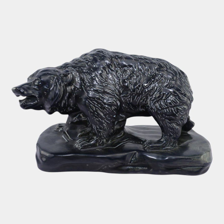 Mosaic Tile Company Zanesville Pottery Black Grizzly Bear Figurine Statue - Just Art Pottery