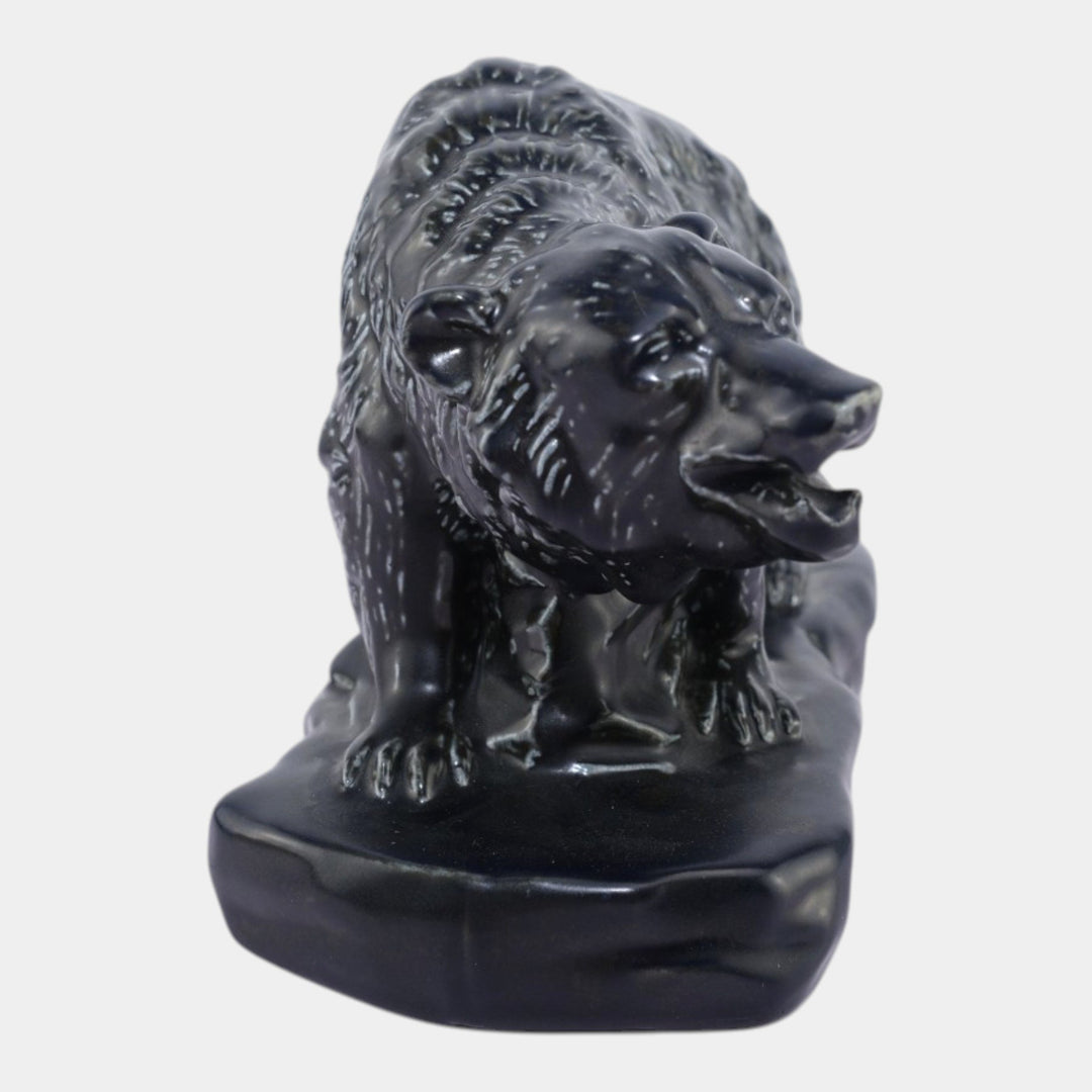 Mosaic Tile Company Zanesville Pottery Black Grizzly Bear Figurine Statue - Just Art Pottery