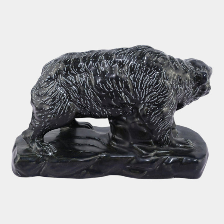 Mosaic Tile Company Zanesville Pottery Black Grizzly Bear Figurine Statue - Just Art Pottery